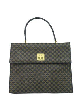 Celine Macadam Handbag Black Brown Bag